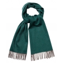 Viola Milano - Double Face 100% Zibellino Cashmere Scarf - Green/Taupe - Handmade in Italy - Luxury Exclusive Collection