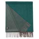 Viola Milano - Double Face 100% Zibellino Cashmere Scarf - Green/Taupe - Handmade in Italy - Luxury Exclusive Collection