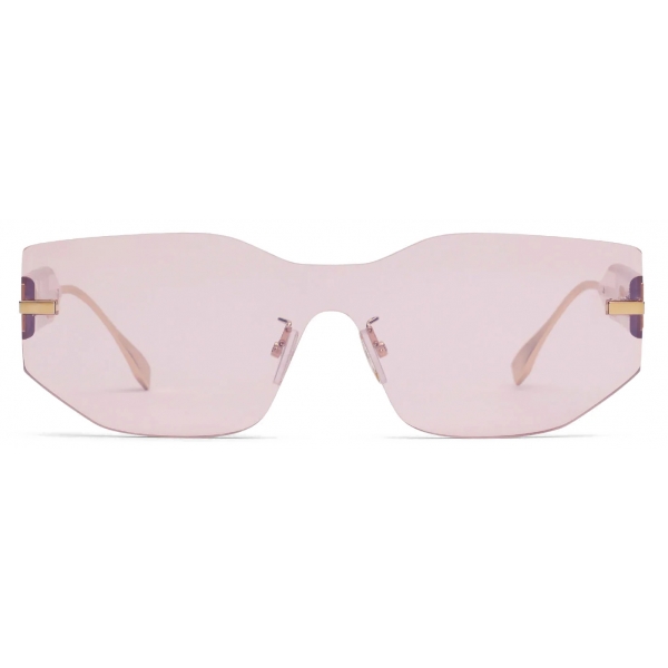 Fendi - Fendi Forceful - Shield Sunglasses - Yellow Gold - Sunglasses - Fendi  Eyewear - Avvenice