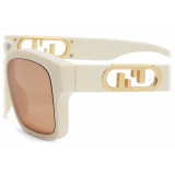Fendi - O’Lock - Occhiali da Sole Rettangolare - Bianco - Occhiali da Sole - Fendi Eyewear