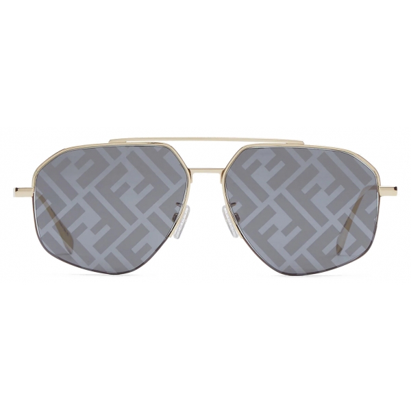 Fendi - Fendi Travel - Square Pilot Sunglasses - Gold Gray - Sunglasses - Fendi Eyewear
