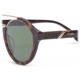 Fendi - Fendi Diagonal - Round Sunglasses - Havana Brown - Sunglasses - Fendi Eyewear