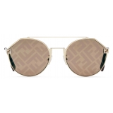 Fendi - Fendi Sky - Occhiali da Sole Rotondi - Oro Marrone - Occhiali da Sole - Fendi Eyewear