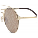 Fendi - Fendi Sky - Occhiali da Sole Rotondi - Oro Marrone - Occhiali da Sole - Fendi Eyewear