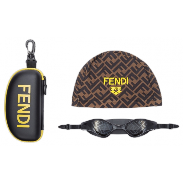 Fendi - Fendi Swim - Swim Goggles – Black Brown Yellow - Swim Goggles - Fendi Eyewear
