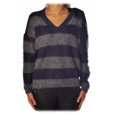 Liu Jo - Horizontal Striped Sweater - Blue/Grey - Maglieria - Made in Italy - Luxury Exclusive Collection