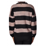 Liu Jo - Horizontal Striped Sweater - Black/Pink - Knitwear - Made in Italy - Luxury Exclusive Collection