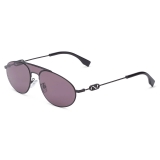 Fendi - Fendi O’Lock - Oval Pilot Sunglasses - Black - Sunglasses - Fendi Eyewear