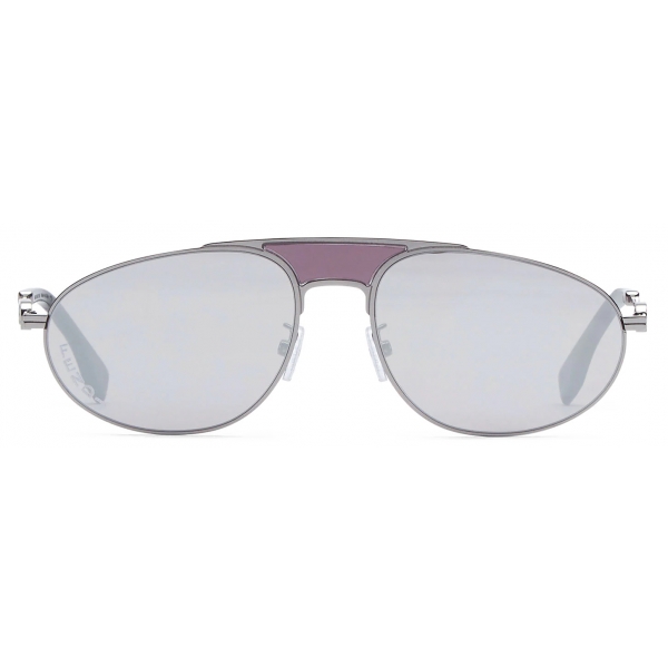 Fendi - Fendi O’Lock - Oval Pilot Sunglasses - Grey - Sunglasses - Fendi Eyewear