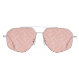 Fendi - Fendi Travel - Square Pilot Sunglasses - Palladium Pink - Sunglasses - Fendi Eyewear