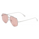 Fendi - Fendi Travel - Square Pilot Sunglasses - Palladium Pink - Sunglasses - Fendi Eyewear