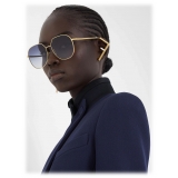 Fendi - FF - Occhiali da Sole Rotondi Oversize - Azzurro - Occhiali da Sole - Fendi Eyewear