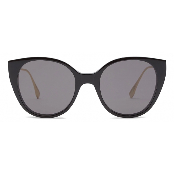 Fendi - Baguette - Occhiali da Sole Rotondi - Nero Oro Grigio - Occhiali da Sole - Fendi Eyewear