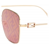 Fendi - Baguette - Occhiali da Sole Squadrati Oversize - Oro Rosa - Occhiali da Sole - Fendi Eyewear