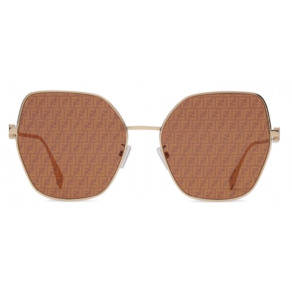 Fendi - Fendi Baguette - Oversize Cat-Eye Sunglasses - Gold Brown - Sunglasses - Fendi Eyewear