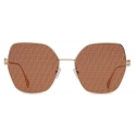 Fendi - Fendi Baguette - Occhiali da Sole Cat-Eye Oversize - Oro Marrone - Occhiali da Sole - Fendi Eyewear