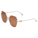 Fendi - Fendi Baguette - Occhiali da Sole Cat-Eye Oversize - Oro Marrone - Occhiali da Sole - Fendi Eyewear
