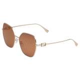 Fendi - Fendi Baguette - Oversize Cat-Eye Sunglasses - Gold Brown - Sunglasses - Fendi Eyewear