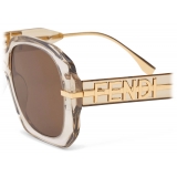 Fendi - Fendigraphy - Occhiali da Sole Squadrata Oversize - Beige - Occhiali da Sole - Fendi Eyewear