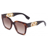 Fendi - Fendi O’Lock - Occhiali da Sole Squadrata - Havana - Occhiali da Sole - Fendi Eyewear