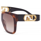 Fendi - Fendi O’Lock - Occhiali da Sole Squadrata - Havana - Occhiali da Sole - Fendi Eyewear