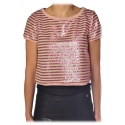 Liu Jo - T-Shirt con Paillettes - Rosa - T-Shirt - Made in Italy - Luxury Exclusive Collection