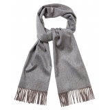 Viola Milano - Sciarpa Double Face 100% Zibellino Cashmere - Grigio/Tortora - Handmade in Italy - Luxury Exclusive Collection