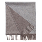 Viola Milano - Double Face 100% Zibellino Cashmere Scarf - Grey/Taupe - Handmade in Italy - Luxury Exclusive Collection