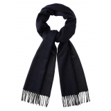 Viola Milano - Double Face 100% Zibellino Cashmere Scarf - Navy Blue/Grey - Handmade in Italy - Luxury Exclusive Collection