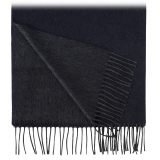 Viola Milano - Double Face 100% Zibellino Cashmere Scarf - Navy Blue/Grey - Handmade in Italy - Luxury Exclusive Collection