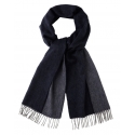 Viola Milano - Double Face 100% Zibellino Cashmere Scarf - Navy/Grey - Handmade in Italy - Luxury Exclusive Collection