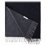 Viola Milano - Double Face 100% Zibellino Cashmere Scarf - Navy/Grey - Handmade in Italy - Luxury Exclusive Collection