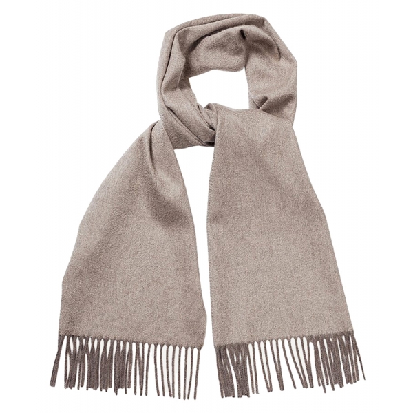 Viola Milano - Double Face 100% Zibellino Cashmere Scarf - Sand/Taupe - Handmade in Italy - Luxury Exclusive Collection