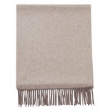 Viola Milano - Double Face 100% Zibellino Cashmere Scarf - Sand/Taupe - Handmade in Italy - Luxury Exclusive Collection