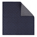 Viola Milano - Double Face Printed 100% Cashmere Pocket Square - Navy Mix - Handmade in Italy - Luxury Exclusive Collection