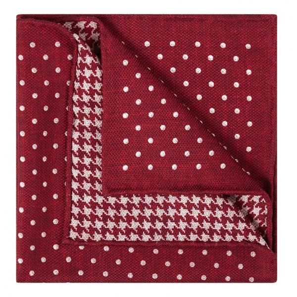 Viola Milano - Double Face Printed 100% Cashmere Pocket Square - Red Mix - Handmade in Italy - Luxury Exclusive Collection