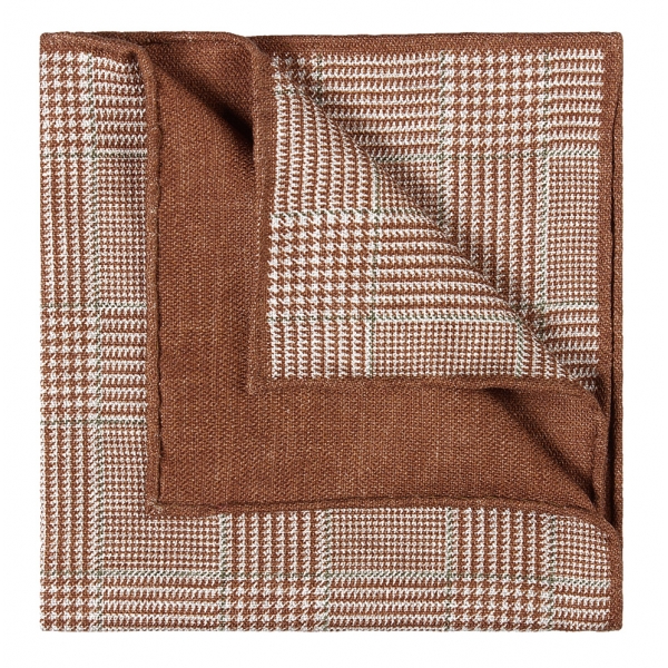 Viola Milano - DoubleFace Herringbone 100% Cashmere Pocket Square - Coffee Mix - Handmade in Italy - Luxury Exclusive Collection
