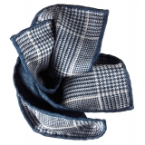 Viola Milano - Double Face Herringbone 100% Cashmere Pocket Square - Denim Mix - Handmade in Italy - Luxury Exclusive Collection