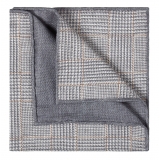 Viola Milano - Double Face Herringbone 100% Cashmere Pocket Square - Grey Mix - Handmade in Italy - Luxury Exclusive Collection