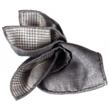 Viola Milano - Double Face Herringbone 100% Cashmere Pocket Square - Grey Mix - Handmade in Italy - Luxury Exclusive Collection