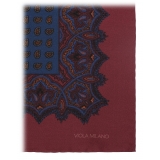 Viola Milano - Paisley Archive Printed Silk Pocket Square - Red/Sea - Handmade in Italy - Luxury Exclusive Collection