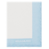 Viola Milano - Frame Polka Dot Silk Pocket Square - Light Blue - Handmade in Italy - Luxury Exclusive Collection