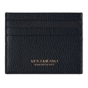 Viola Milano - Grain Leather Credit Card Holder - Navy - Handmade in Italy - Luxury Exclusive Collection