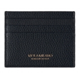 Viola Milano - Grain Leather Credit Card Holder - Navy - Handmade in Italy - Luxury Exclusive Collection