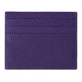 Viola Milano - Grain Leather Credit Card Holder - Purple - Handmade in Italy - Luxury Exclusive Collection
