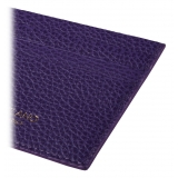 Viola Milano - Porta Carte di Credito in Pelle Pieno Fiore - Viola - Handmade in Italy - Luxury Exclusive Collection