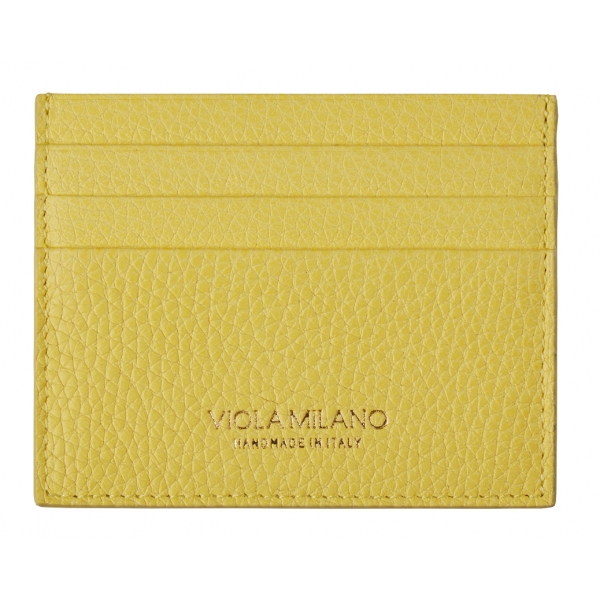 Viola Milano - Grain Leather Credit Card Holder - Yellow - Handmade in Italy - Luxury Exclusive Collection