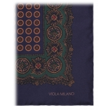 Viola Milano - Luxury Archive Printed Silk Pocket Square - Blue Floral - Handmade in Italy - Luxury Exclusive Collection