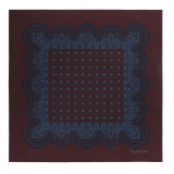 Viola Milano - Luxury Archive Printed Silk Pocket Square - Brown Rosette - Handmade in Italy - Luxury Exclusive Collection
