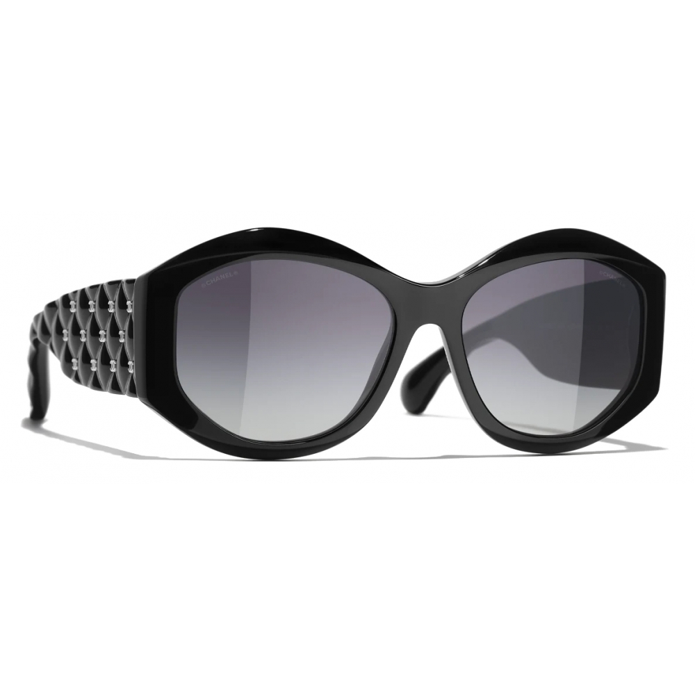 Chanel - Oval Sunglasses - Black Gray Gradient - Chanel Eyewear - Avvenice
